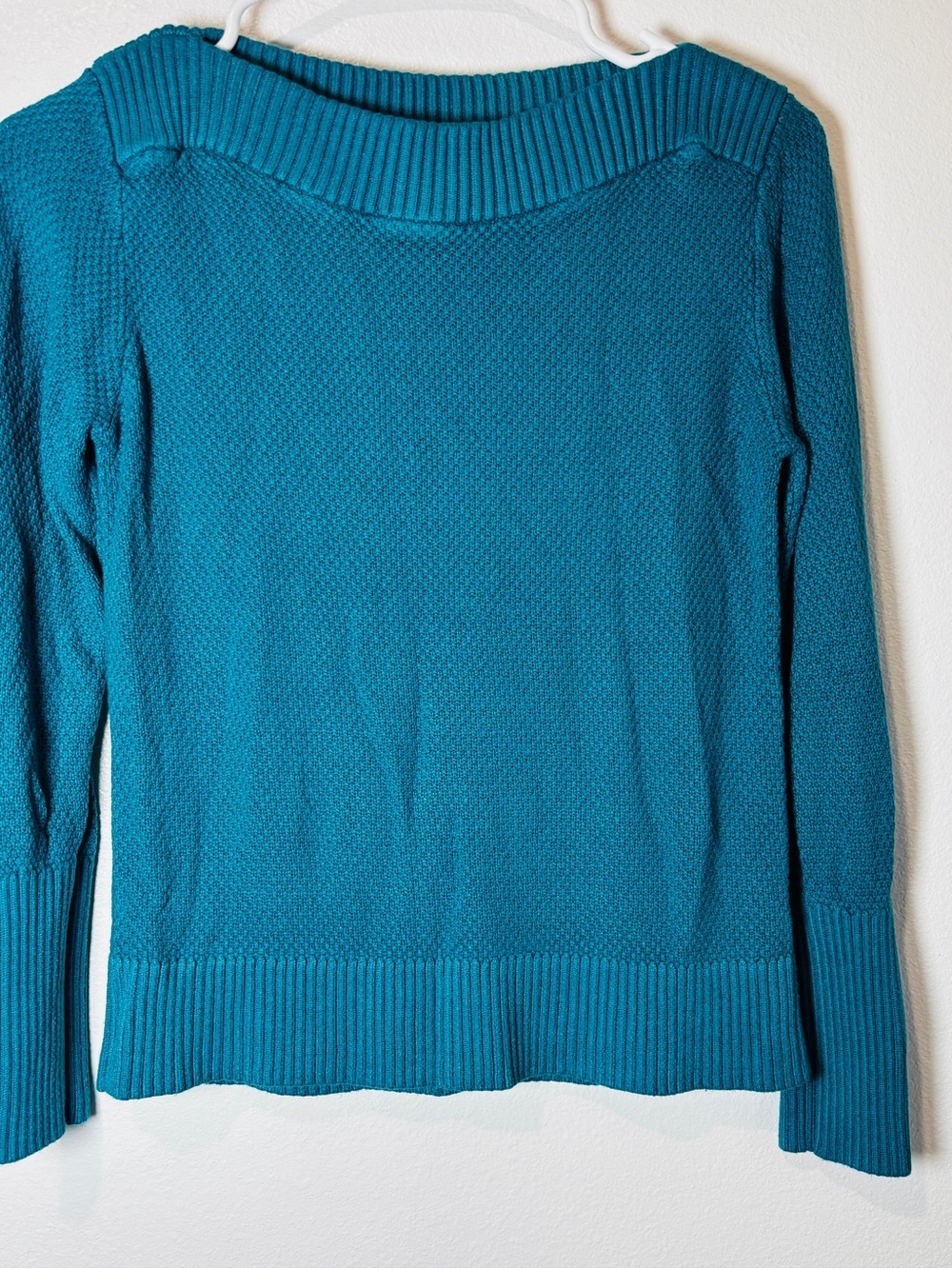 Banana Republic Teal Scoop-Neck Textured Knit Sweater - Picture 2 of 4